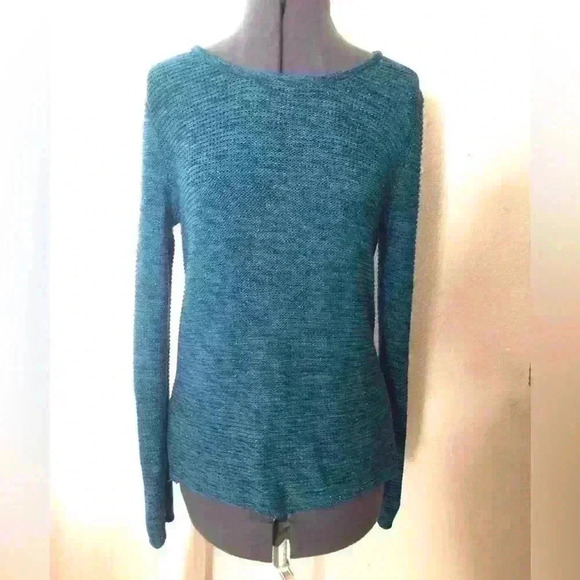 VTG French Laundry Crewneck Inside out Stitch Metallic Blue Sweater Women Large - Picture 2 of 7